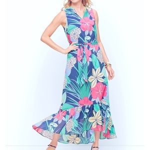 Talbots blue and pink floral midi sundress 2P